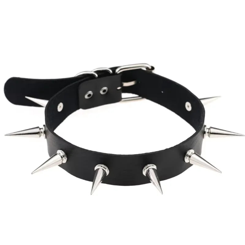 Pink Harajuku Gothic Spike Rivet Star Necklaces Collares Hip Hop Rock Black Bowknot PU Lace Leather Sexy Y2K Girl Choker Jewelry