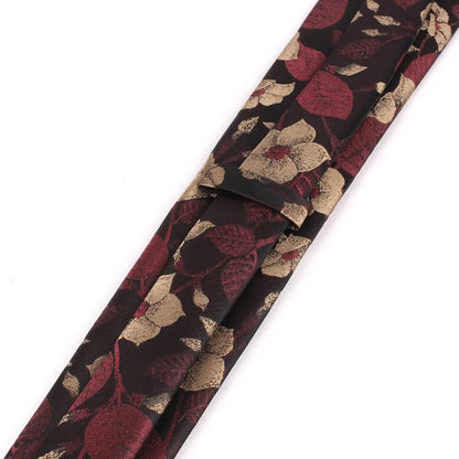 NEW 8cm Wide Tie For Man Jacquard Necktie Luxury Flower Business Neck Tie Suit Cravat Dark Red Ties For Wedding Party Men Gift