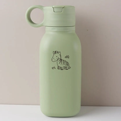 450ML Custom Name Silicone Straw Cup, Personalized Cartoon Pattern Water Bottle, Leakproof Sports Water Bottle for Kids Adults