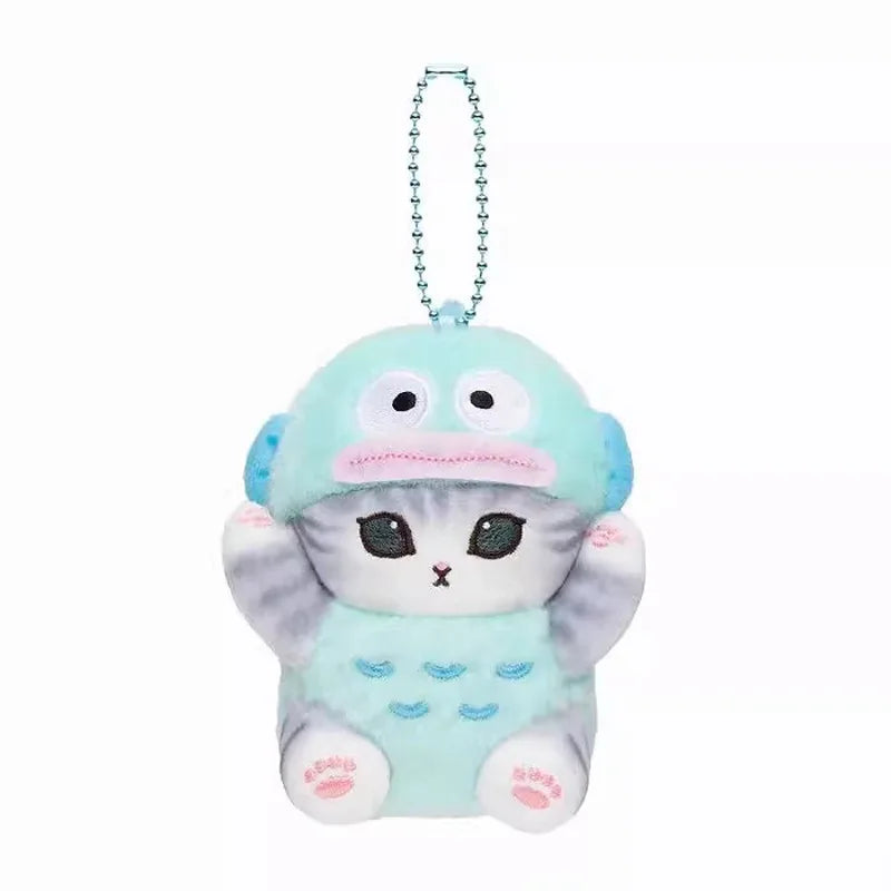 Kawaii Frog & Kitty Plush Keychain