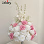 Red White Customized Artificial Rose Delphinium 50cm Flower Ball Wedding Decor Table Centerpieces Flower Decor Event Road Props