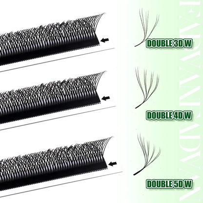 FADVAN 3D/4D/5D W Shaped Double Tips Eyelashes Extensions Natural Softlight Volume Fanning Lashes 0.07 Curl C D Black Eyelashes