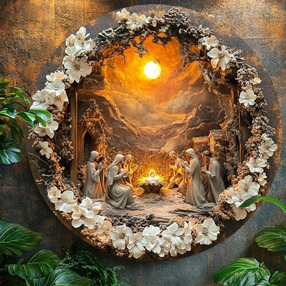 The Metal Wall Art of Classic Nativity: A Vintage Religious Scene Display, Weather-Resistant, Beautifying The Home Living Space