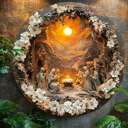 The Metal Wall Art of Classic Nativity: A Vintage Religious Scene Display, Weather-Resistant, Beautifying The Home Living Space