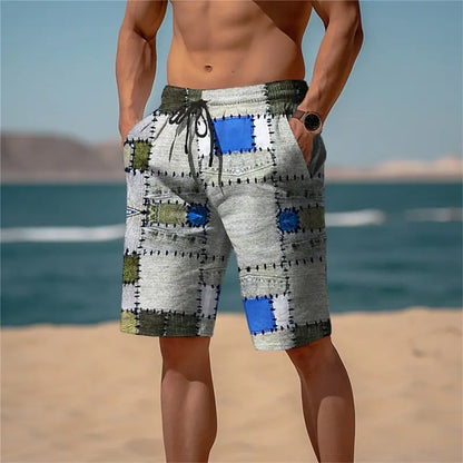 Hyper-Real 3D Plaid Men's Shorts - Eye-Catching Check Pattern with Depth Illusion, Perfect for Summer Casual Wear