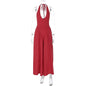 Talenza Backless Deep V Spliced Long Dress Summer Women's Sexy Party Dress Halter New Fashion Slim White Sleeveless Long Dress