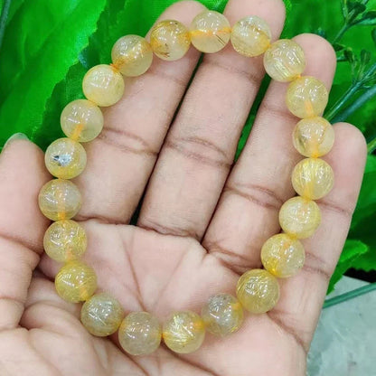 Ruberthen New Design AA Grade Natural Golden Rutilated Quartz Stone Bracelet Natural Rutile Metaphysical Confidence Jewelry