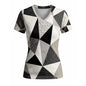 Women's Geometric Abstract Print V-Neck T Shirt Daily Casual Commuting Short Sleeve Tops Summer Street Vintage Slim Fit Tees