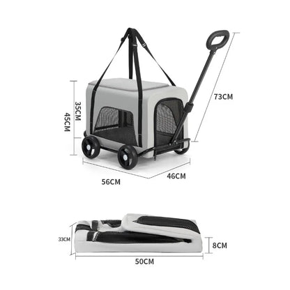 2-in-1 Small Pet Stroller + Pet Backpack for Dogs and Cats Small Pet Stroller for Going Out Lightweight and Foldable pet carrier