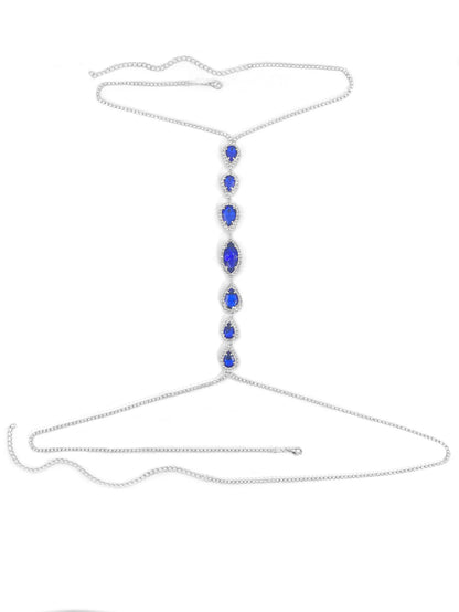 1pc Blue Droplet Fashion Body Chain Women's Chest Chain Summer Party
