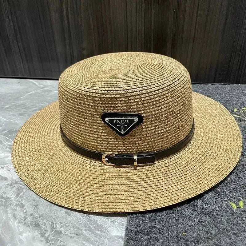 Summer Beach Hat Versatile Top Hats Belt Buckle  Sun Protection Hat Korean Style Straw Hat for Women