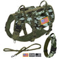 Tactical Dog Harness Collar Leash Set Military Training Pet Vest with Pouches Flags Durable Collars for Big Dogs German Shepherd