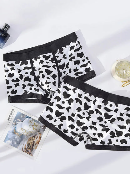 Men Sports Boxers Underwear Underpants Sport Black  L XL XXL Cartoon Cow Printing Ventilate Fashion Fitness Casual Comfortable