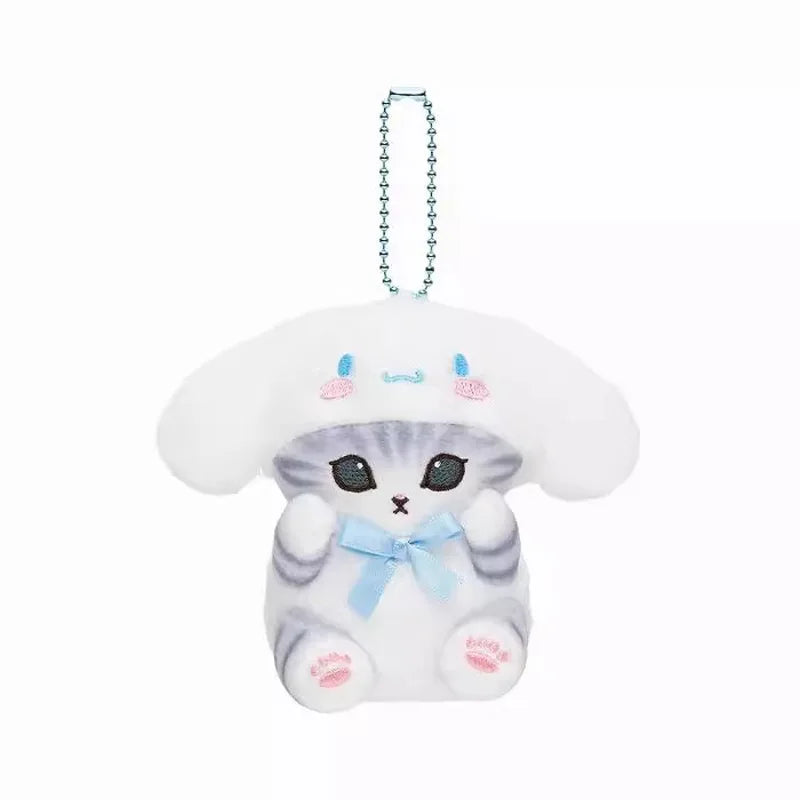 Kawaii Frog & Kitty Plush Keychain