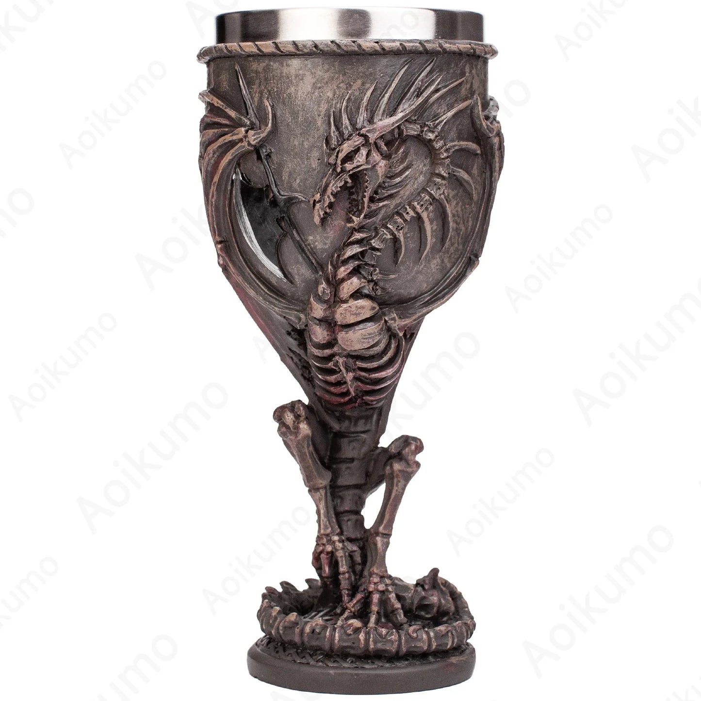 Gothic Wine Goblet Contain Dragon Claw Viking Skeleton Retro Stainless Steel Resin