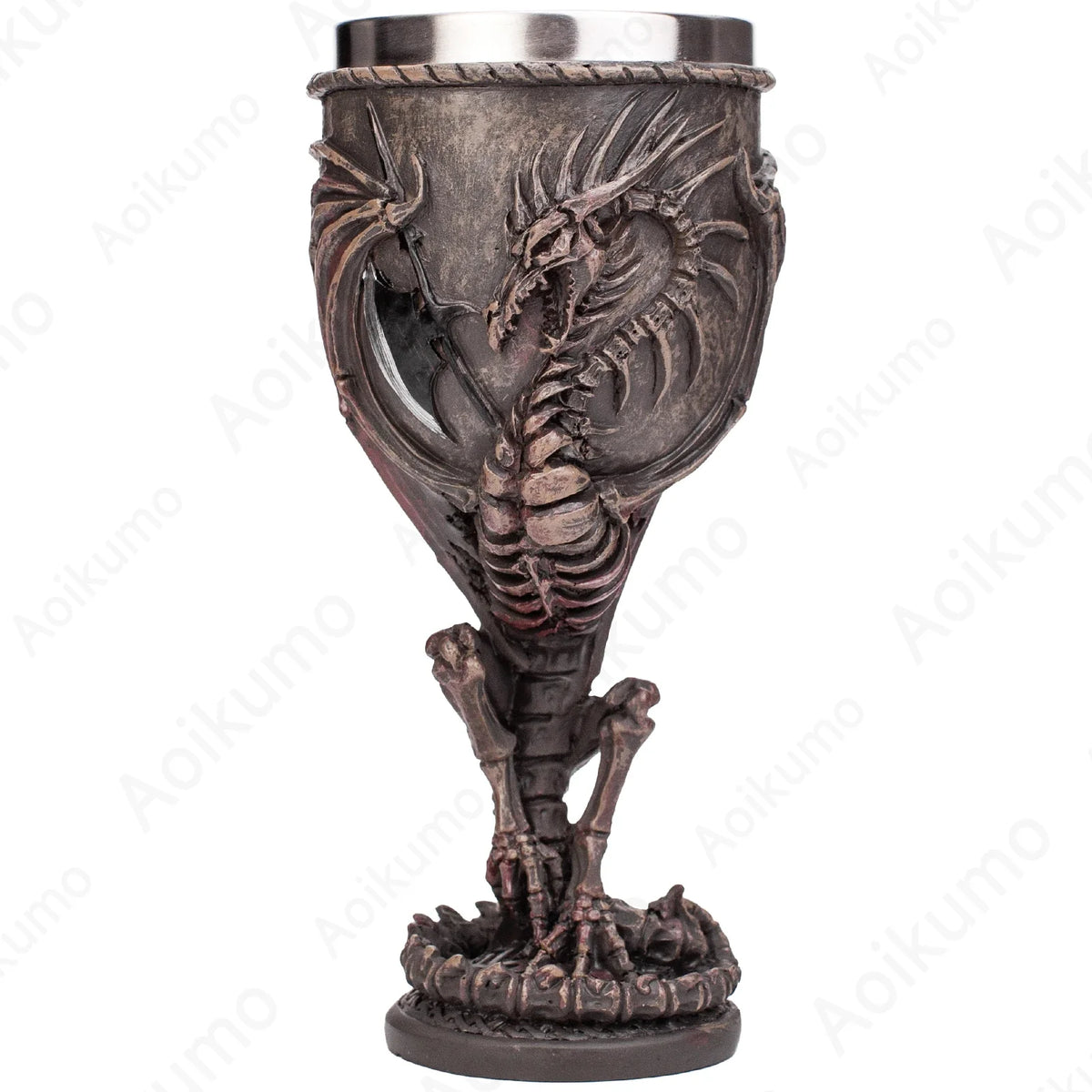 Gothic Wine Goblet Contain Dragon Claw Viking Skeleton Retro Stainless Steel Resin