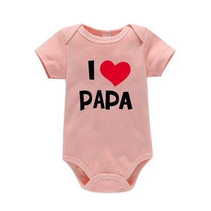 I Love Mama & Papa Funny Baby Romper T-shirt Crawling Clothes Triangle Onesies Newborn Baby Clothes Onesies for Babies