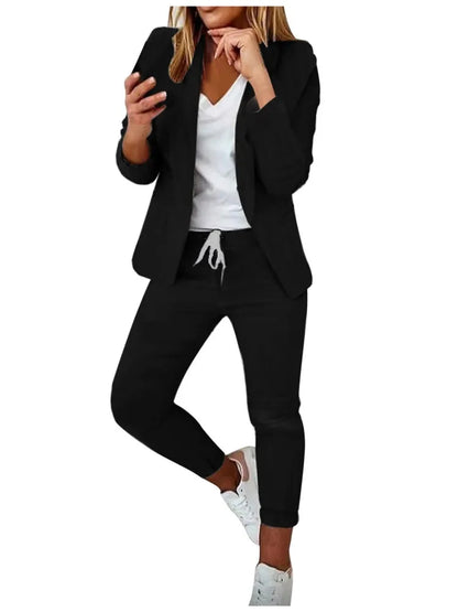 2 Piece Women's Autumn Winter Suit Fashion Slim Fit Lace-Up Small Feet