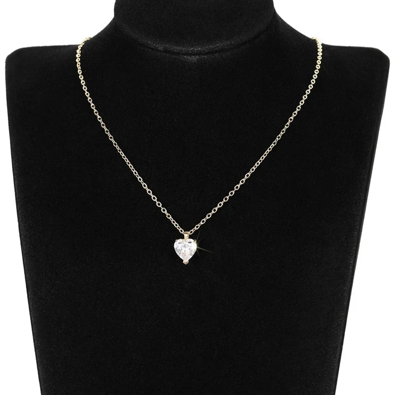 Huitan Sweet Heart Women Pendant Necklace for Wedding Engagement Anniversary Romantic Accessories Jewelry Gift Inlaid Shiny CZ