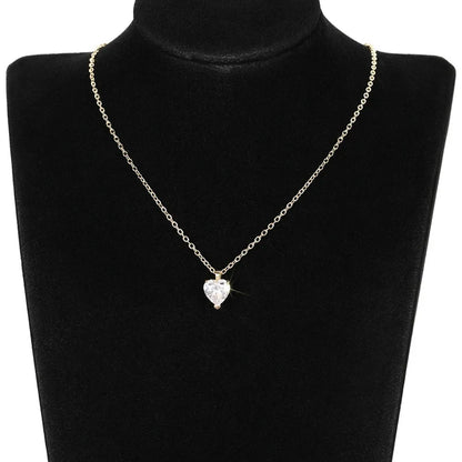 Huitan Sweet Heart Women Pendant Necklace for Wedding Engagement Anniversary Romantic Accessories Jewelry Gift Inlaid Shiny CZ