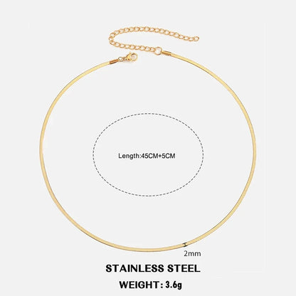Hot Classic Unisex Flat Snake Chain Choker Necklace For Women Stainless Steel Herringbone Gold Silver Color Fashion Jewelry Gift