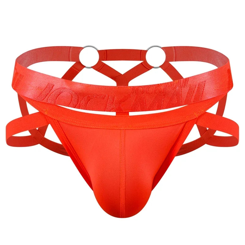 Men Sexy G String Thong Erotic Jockstrap Bondage Underwear Penis Pouch Strap Harness Lingerie Hollow Underpants Ice Silk Hot