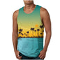 2024 New Summer Fashion Men's Sleeveless T-Shirt Classic Hawaiian Beach Coconut Print Men's Vest Extreme Sports Surf Vest