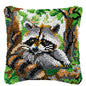 Cunning Fox Smyrna Buttons Package Latch Hook Pillow Kit Bunny Embroidery Design Plush Animal Canvas Craft for Home Decor Gifts