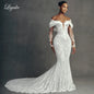 Liyuke Custom Made Luxury Embroidery Mermaid Wedding Dresses Robe De Marriage Removable Train 2 In 1 Lace Trumpet Bridal Gowns