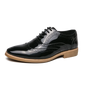 Hot Selling Luxury Gold Men's Business Dress Shoes in Europe America Glossy Brogue Shoes Men's Split Leather Shoes Free Delivery