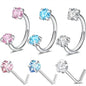 6/2pcs Horseshoe Nose Rings with L-Shape Nose Stud, Stainless Steel