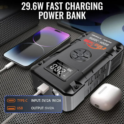 4-In-1 Car Jump Starter with Air Compressor Peak 4000a Auto Battery