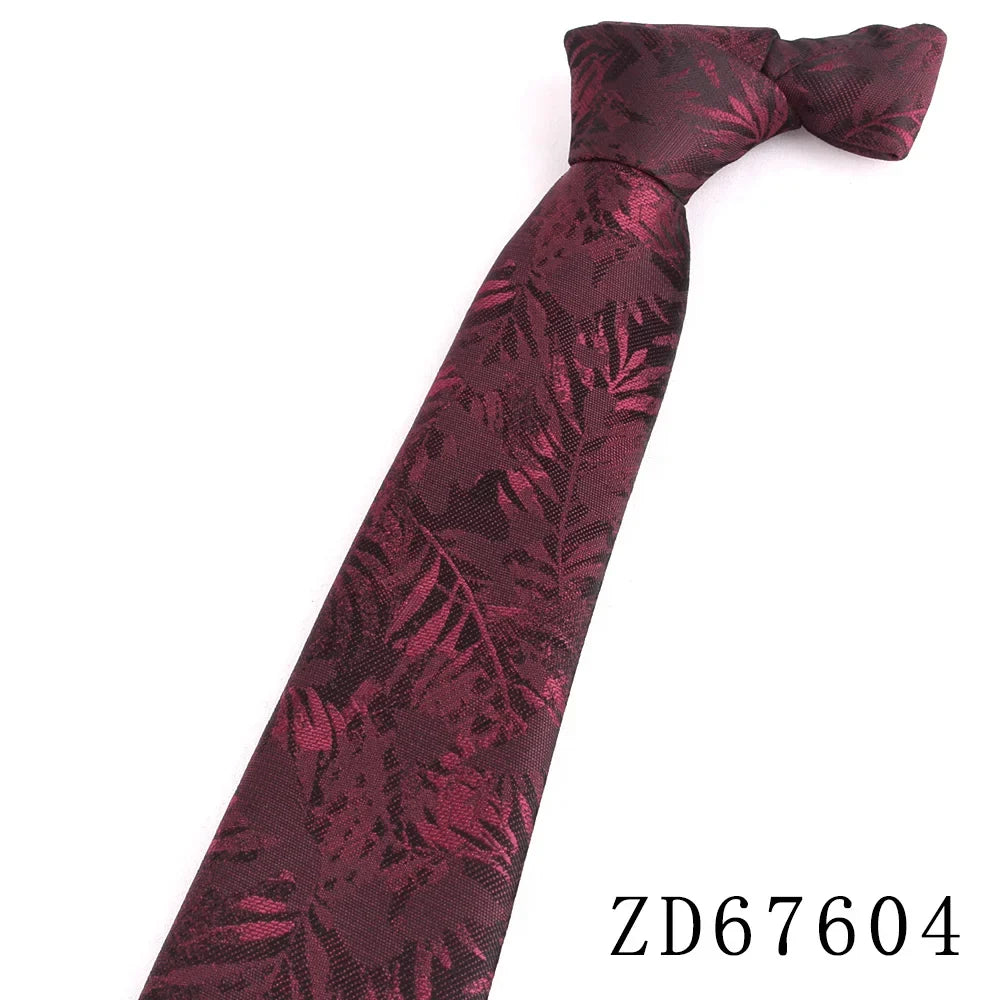 NEW 8cm Wide Tie For Man Jacquard Necktie Luxury Flower Business Neck Tie Suit Cravat Dark Red Ties For Wedding Party Men Gift