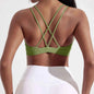 Solid Color Cross Fitness Bra with Chest Pad