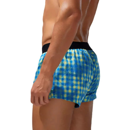 SEOBEAN Mens Cotton Plaid Underwear Boxers U convex Pouch Sleepwear Shorts Underpants Boxer Shorts