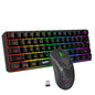 HXSJ 60% Wireless Gaming Keyboard and Mouse Combo,LED Backlit Rechargeable 2000mAh Battery,Mini Mechanical Feel Anti-ghosti