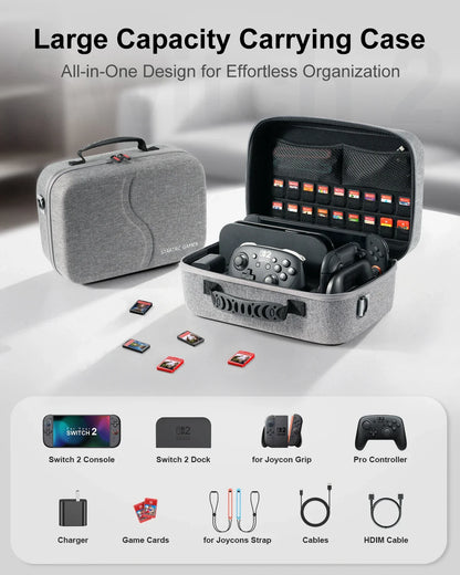 Switch 2 Travel Case Portable Storage Bag All-in-One Carrying Case Hard Shell Bag for Nintendo Switch 2 Console Game Accessories