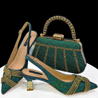 Women's Shoes and Bag Set with Rhinestone ED129