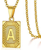 Initial Pendant Necklace for Women Simple Stainless Steel Cuba Link Charm Letter Square Necklace Men Jewelry Couple Gift