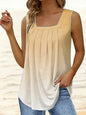 5XL Plus Size Women's T Shirt Fashion Summer Gradient Pleated Square