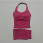 2 Pieces Shorts Yoga Set Women Backless Halter Tops High Waist Seamless Shorts Gym Suit Fitness Sportswear Workout Sets