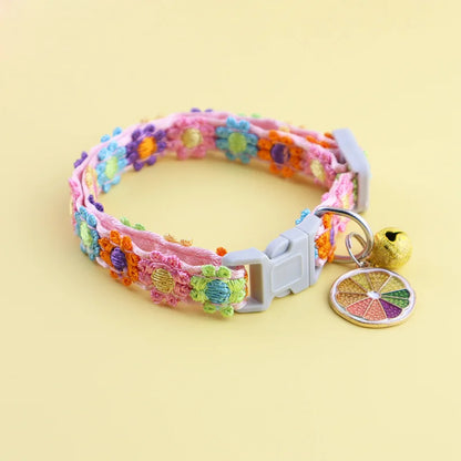 For Airtag Cat Collar with Heart Pendant Girl Cat Cute Flower Positioning Cover Cat Collar Kitten Puppy Rabbit Without Airtag