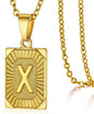 Initial Pendant Necklace for Women Simple Stainless Steel Cuba Link Charm Letter Square Necklace Men Jewelry Couple Gift