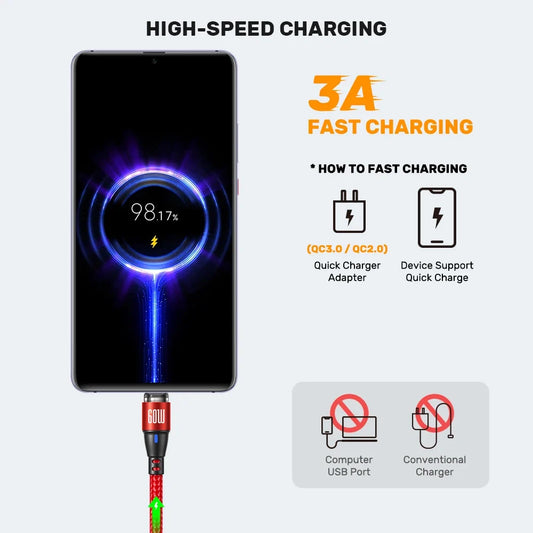 AUFU 60W Magnetic Cable Fast Charging For Mobile Phone Magnet Charger Wire Cord Micro Type C Cable For iPhone 15 Samsung Macbook