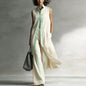 Spring Contrast Sleeveless Vest Suit Woman 2 Pieces Elegant Shirt Collar Button Long Top Wide Leg Pants Sets Summer Outfit Mujer