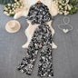 Beach Style Fashion Printed Women Pant Sets 2pcs Short Chiffon Shirts+Wide Leg Pants 2025 New Summer Casual Loose Female Suits