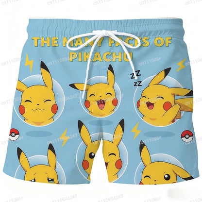 Summer Psyduck Beach Shorts Pokemon Cartoon Quick Dry Board Shorts