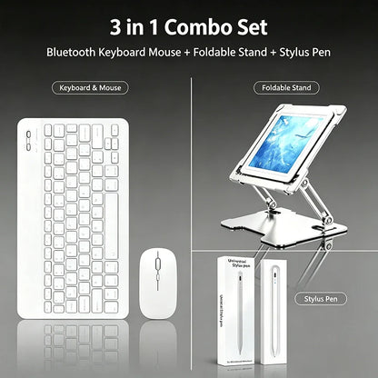 Bluetooth Wireless Keyboard and Mouse Combo Portable Mini Rechargeable for iPad Tablet Mobile Phone Android iOS Windows PC