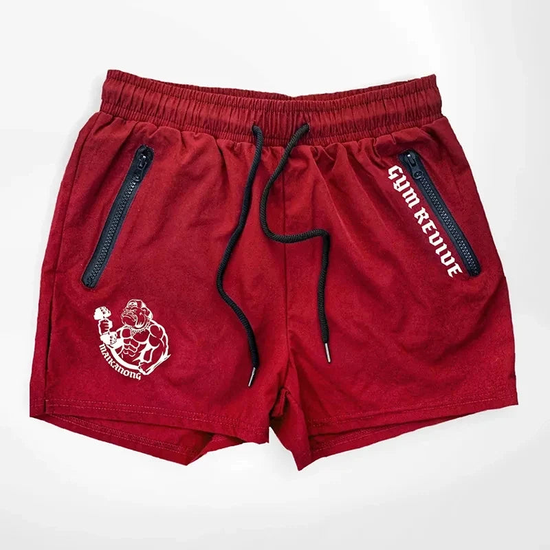 Men's Quick Dry Side Printed Shorts Double Zipper Pocket Side Design Running Basketball Training Fitness Shorts Summer