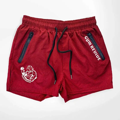 Men's Quick Dry Side Printed Shorts Double Zipper Pocket Side Design Running Basketball Training Fitness Shorts Summer